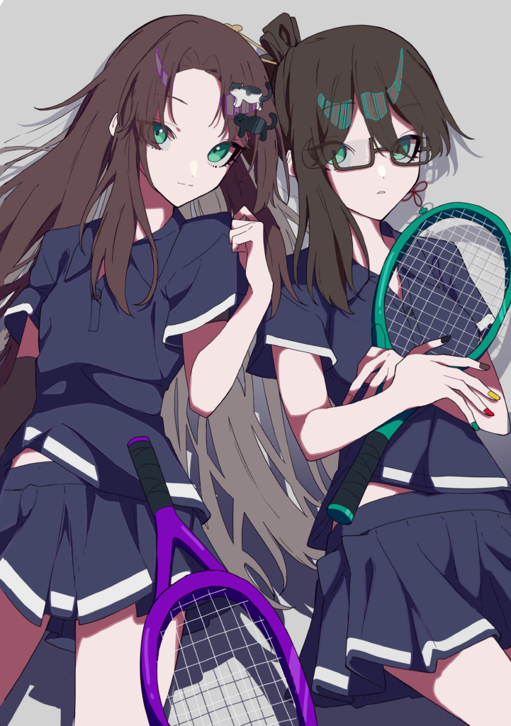 Art of Sima and Keitaka in tennis outfits