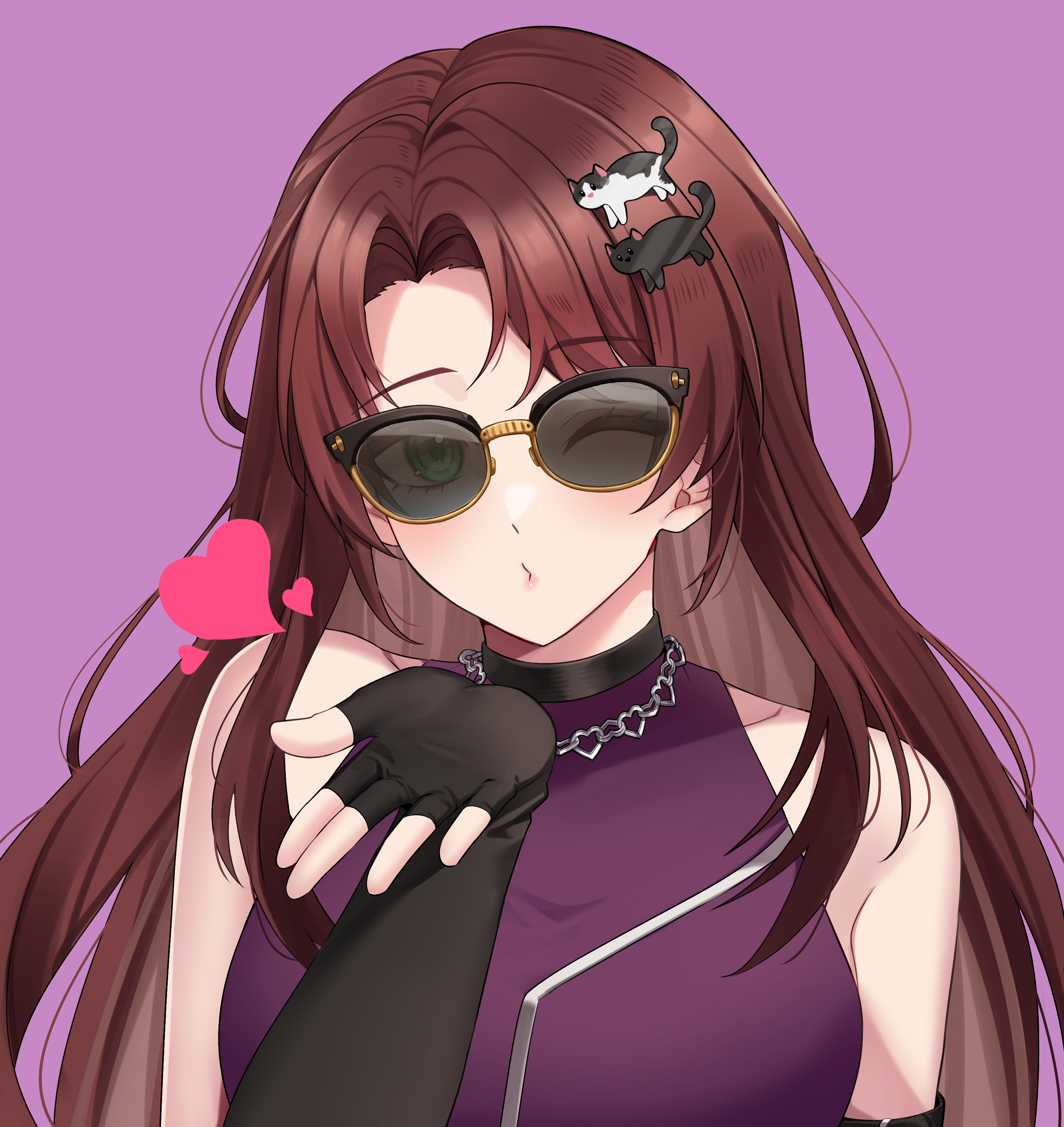 Art of Sima wearing sunglasses blowing a kiss at the viewer
